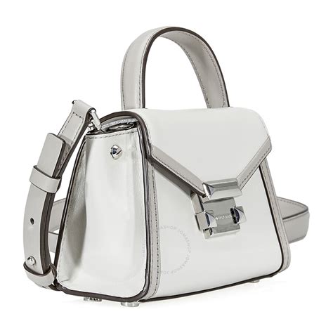 Michael Kors Mini Whitney Aluminum Pearl Gray Leather 